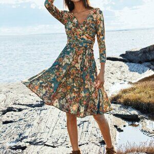 Peruvian Connection Multicolor Floral Long Sleeve Dress